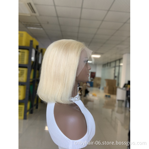 Wholesale 1b/613 Virgin Hair Short Bob Wig, Good Quality Brazilian Remy Hair 13*4 Lace Front Bob Wigs 9A 10A Blonde